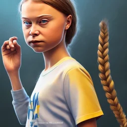 portrait of Greta Thunberg vs big company