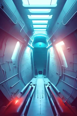 a look from the inside of a biomechanic submarine, hyper realism, photo realism, realistic lighting, realistic color grading