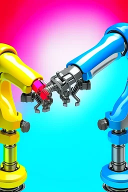 Draw the flexible link robotic arms with a flexible joint as the research object. More colorful industrialization. More colorful background.Better looking background