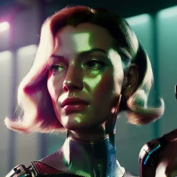 Ultra Realistic scene, retro futuristic style, 1960 fashion sci-fi. 2 cyber Women, shopping, smile, happy. highly detailed, concept art, unreal engine 5, ray tracing, RTX, lumen lighting, ultra detail, volumetric lighting, 3d, finely drawn, high definition, high resolution.