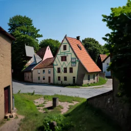 An odd village with absurd shapes, hasselblad h6d400c --ar 85:128 --v 6.0