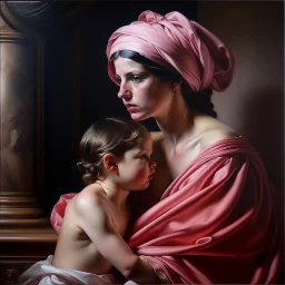 piccasso Neoclassicism pink woman and child realistic