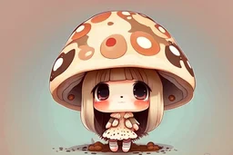 cute chibi girl as a mushroom