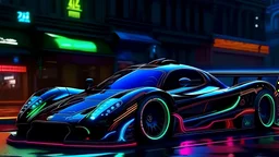 hyperpunk 2100::1, pagani zonda, neon lights