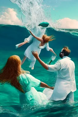 doctors throwing a girl mermaid into the ocean