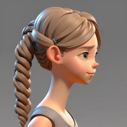 simple female 3d character hair