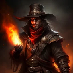 fantasy wild west bandit fire mage grimdark realistic