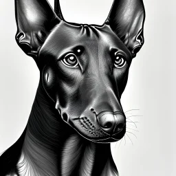 Doberman pencil sketch by Van Gogh. symmetric eyes