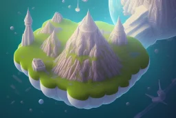 100mm photo of isometric floating island in the sky, intricate, high detail, behance, microworlds smooth, macro sharp focus, centered