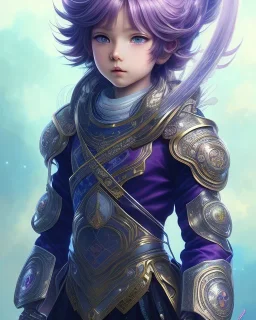 Detailed anime child girl, purple hair, dragon scale armour, intricate details, full body portrait, keep head in frame, slight smile, black Japanese motif, concept art, highly detailed, digital painting, concept art, sharp focus, illustration, art by Yoji Shinkawa, WLOP and greg rutkowski and alphonse mucha and artgerm and yanjun Chen and Junji ito and Makoto Shinkai, HDR, octane render