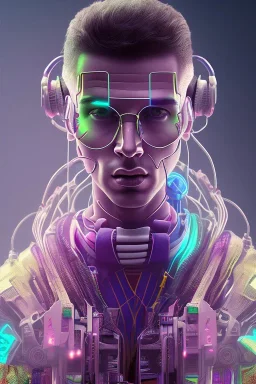 lionel Messi style cyberpunk, purple tones, high lighting