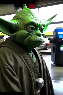 Yoda at a gas station cctv footage