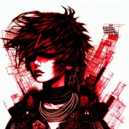 beautiful punk girl, hyper detailed, hyperdetailed, intricately detailed, illustration by <kilian eng> <Yoji Shinkawa>, darkred tones,