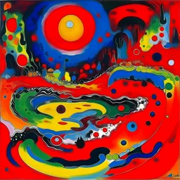 Red lava lakes painted by Wassily Kandinsky