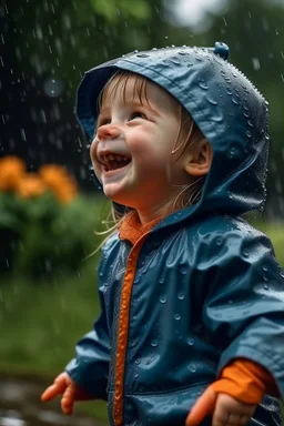 Rain, playing Child, happiness, love