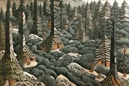 Gray woods made out of gingerbread painted by MC Escher