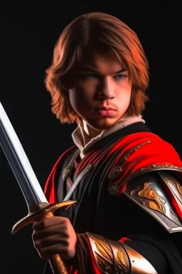 young european brown hair adult royal guard swordsman with rapier