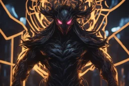 grendel in 8k solo leveling shadow artstyle, Crystal and Symbiote them, neon effect , magic circle, close picture, full body, apocalypse, intricate details, highly detailed, high details, detailed portrait, masterpiece,ultra detailed, ultra quality