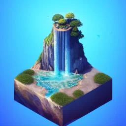 The Isometric Glass Tall Box Mini Model Little Real Island Mixed Water Fall Under Ocean Sunshine Summer Background Blue Sea, The Last Of Us / Avatar, Octane Render / ZBrush, Cinematic, IMAX Film, Nikon D750, 16K, Autostereoscopy, Anthropomorphic, Golden Ratio, Geometry, Symmetric, Depth Of Field, Highly Detailed, Ultra Realistic, Beautiful Lighting, Halfrear Lighting, Soft Light, Candoluminescence, Cast Shadow, Reflective, Glow, Translucent, Normal Map, Carbonated --testp