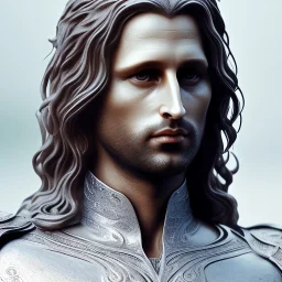 White Sculpture aragorn full body, greek sculpture style, full body, fresco background, hyper realistic, 8k,