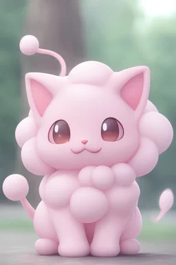 cotton candy mew from pokémon, trending on artstation, cute, pink