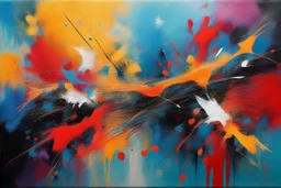 Abstract ….. painted with naive simple brushstrokes. Abstract expressionism, oil colors on canvas. . Splashes. Grunge. Intense colorful background. Disturbing, nostalgic. Scratches.