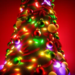 christmas tree made out of candy, 4k, 8k, highly detailed, cinematic, ultra photorealistic, ultra realistic, volumetric lighting