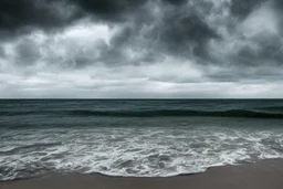 Surrealistic seashore, stormy clouds,