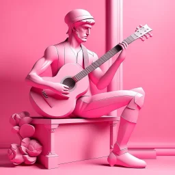 Neoclassicism pink Man with guitar