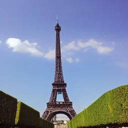 Turtle looking at the Eiffel Tower and the sky