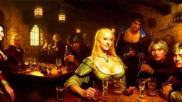 fullbody portrait 'beautiful face blonde massiveboobs medieval wench on tavern in medieval city',painting by gaston bussiere, greg rutkowski, yoji shinkawa, yoshitaka amano, tsutomu nihei, donato giancola, tim hildebrandt, oil on canvas, cinematic composition,sharp image, extreme detail,((fit full head inside picture)),32k