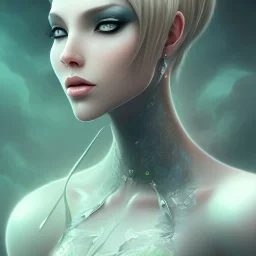 fantasy setting, woman half-hawk haircut