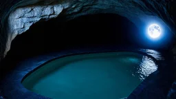 A small pool in a cave with a hole on top. When the moon is in the right position, it hits the water and the light reflects prettily on the walls of the cave.