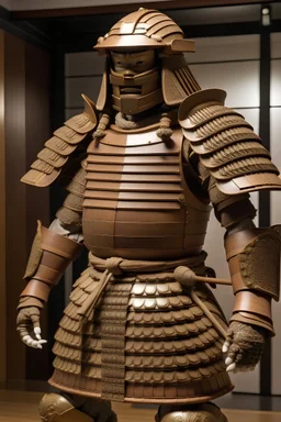 guerrero samurai de 1,78 mts de alto, castaño claro, musculoso y con una armadura sorprendente
