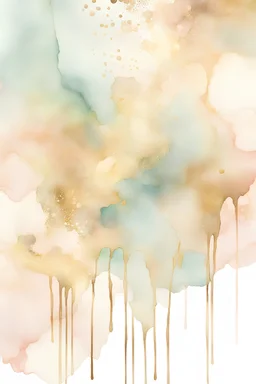 Abstract watercolor, alcohol ink background, pale, light colors with drips of gold