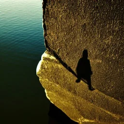 dark man shadow float in sky. scared people. river. river rock . valley . night