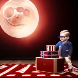 volumetric living room scene, ralphie peter billingsley glasses, boy in argyle sweater holding a (dark red soap)