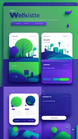 simple art style that show webiste's home page use bright green and dark blue-purple