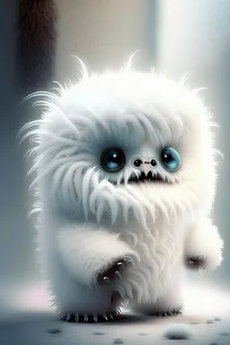 Create a Beast That ist cute and fluffy and white but is scary more cute more cuter