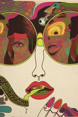copertina album musicale anni 60 stile trip acidi fluo