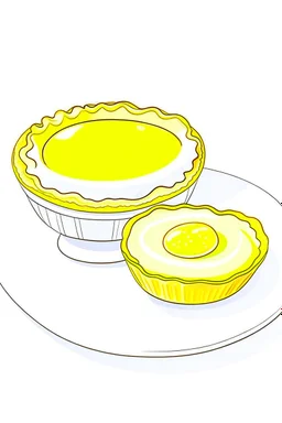 Portuguese egg tart, vector, illustration,White thick line border,cartoon style, vector style, 8k,white_background,p1c4ss0