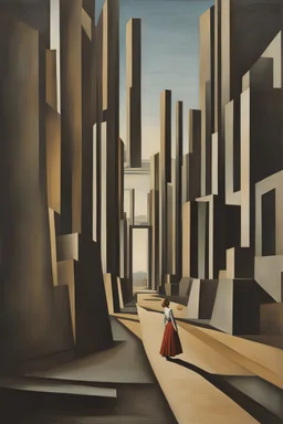 Emanuel de Witte, Giorgio de Chirico, Surreal, mysterious, bizarre, fantastical, fantasy, Sci-fi, Japanese anime, death of God, metaphysical painting, a plaza shrouded in silence, an endless road, a meaningless world, the lingering shadow of a beautiful girl in a miniskirt, perfect voluminous body, a machine called geometry, detailed masterpiece