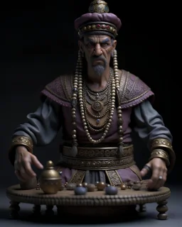tabletop role-playing miniature of a psychopath wearing minoan clothes. full body. concept art in the style of Alan lee d&d larry elmore greg rutkowsky john howe william morris dante Gabriel rosetti. hyperrealism 4K ultra HD unreal engine 5 photorealism