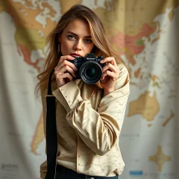 A female fashion model is also a cartographer.