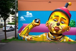 Street art in the style of Os Gemeos