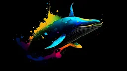the silhouette of a whale overcome with emotion, where the emotion is represented as colorful chemical flows through the body