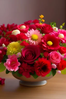 fresh pink n red flowers on table