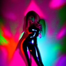 A 1990s or early 2000s magazine party photoshoot. Neon blob, metallic spikes, ethereal. Extremely detailed, HD photography, high quality, stylized, dramatic, high contrast, high exposure.