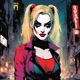 Harley Quinn by Sean Gordon Murphy with colors by Matt Hollingsworth, she stands in a dark street of Gotham