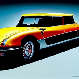 fullbody Drawing of 'sketch of 69 Citroën DS',intricate detail,andrea bonelli,Kilian Eng,Ohrai,evan lee,Aleksandr Sidelnikov,KyuYong Eom,three quarters frontal aerial view,toned colors,32k